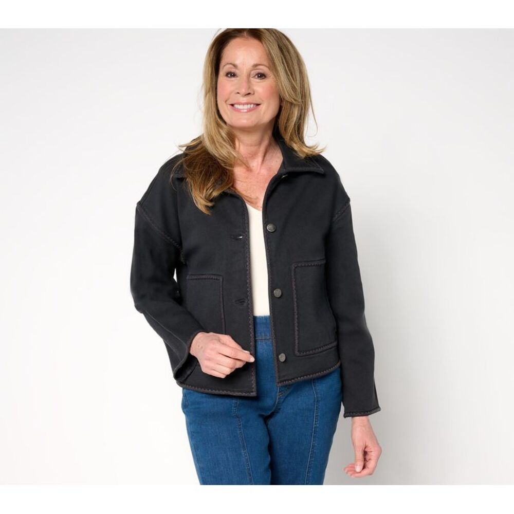 SUNNYLiFE Women's Jacket Sz M Patch Pocket Embroidery Black A683872
